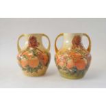 Pair of Moorcroft twin-handled 'Finches' vases