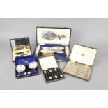 A small collection of cased silver and a manicure set