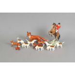 Beswick Rearing Huntsman, hounds and foxes