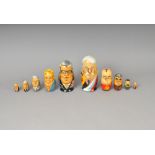 Two sets of 20th century Russian nesting dolls
