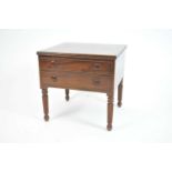 A small 19th century mahogany commode, (converted, accommodating a record player)