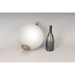 A large late 19th or early 20th century silvered witches ball and an early glass bottle
