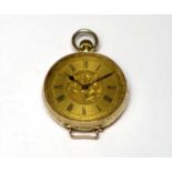 A Ladies Yellow Metal Fob Watch Stamped '14K'