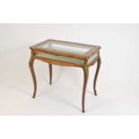 A late 19th / early 20th century Louis XV style French parquetry inlaid rosewood vitrine
