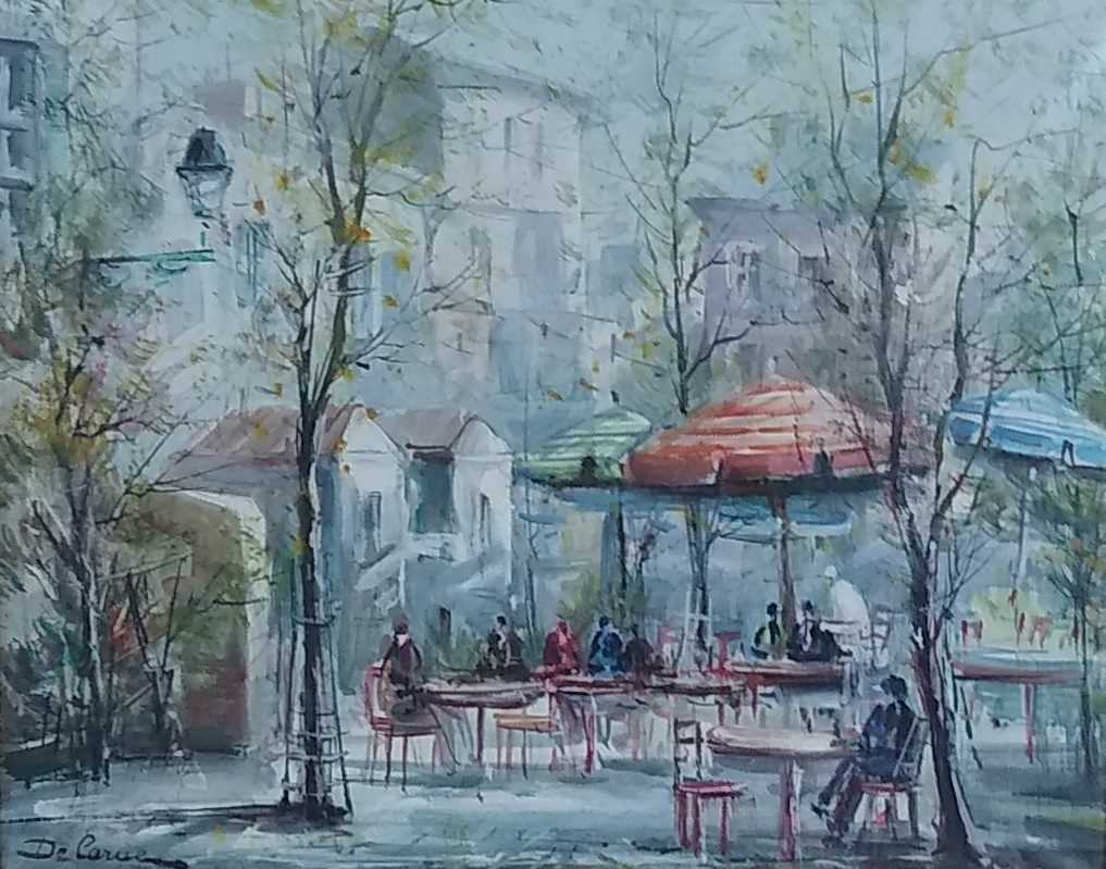 Lucien Delarue (French, Parisian School 1925-2011), Place du Calvaire, Monmatre