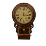 A parquetry inlaid rosewood veneered 12" wall clock