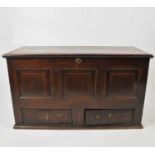 A late 17th century or later country oak mule chest