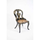 A Victorian ebonised lacquered hall chair,
