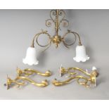 A selection of good quality brass lighting