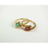 Two 9ct gold stone set rings