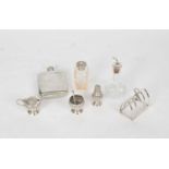 An Edwardian three piece silver cruet set