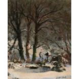 Lancelot Roberts, Pastel study of a woodland winter landscape