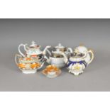 A group of Coalport teapots and a coffee cup and saucer, early 19th century