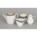 Worcester teapot, sucrier and cream jug, circa 1785