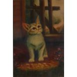 Naive School, Small oil study of a Cat