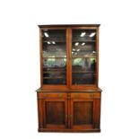 A late 19th century mahogany bookcase, with a pair of divided glazed panelled doors enclosing a