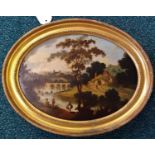 19th Century country landscape study on copper