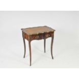 A small 19th century French rosewood veneered desk or side table in the Louis XV style, with an