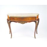 A Louis XV style marble-topped hall or console table, the shaped top above a single serpentine