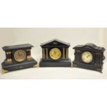 Three late 19th / early 20th century American mantle clocks, each of architectual form, simulating