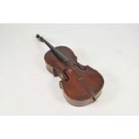 A old student's cello (unlabelled) together with another example, labelled to interior 'Artia', (