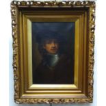 After Rembrandt, 19th Century Self Portrait with Gorget and Velvet Cap