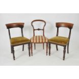 Four 19th century mahogany dining chairs and a 19th century bedroom chair