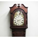 19th century mahogany longcase clock, the painted 13" dial named Evan Evans Aberayron, painted