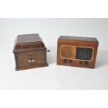 A HMV (His Master's Voice) model 103 oak-cased gramophone and a PYE radio