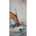 W. Stewart, Pair of Watercolour studies of Sailboats at Sea