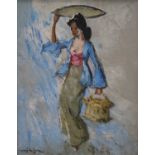 Schaffer (20th Century), Balanese Girl, oil on canvas, signed botom left, framed, sticker verso.