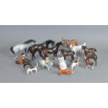 A collection of Beswick animals including 'Kick-Start' and 'Learning' designed by Norman Thelwell,
