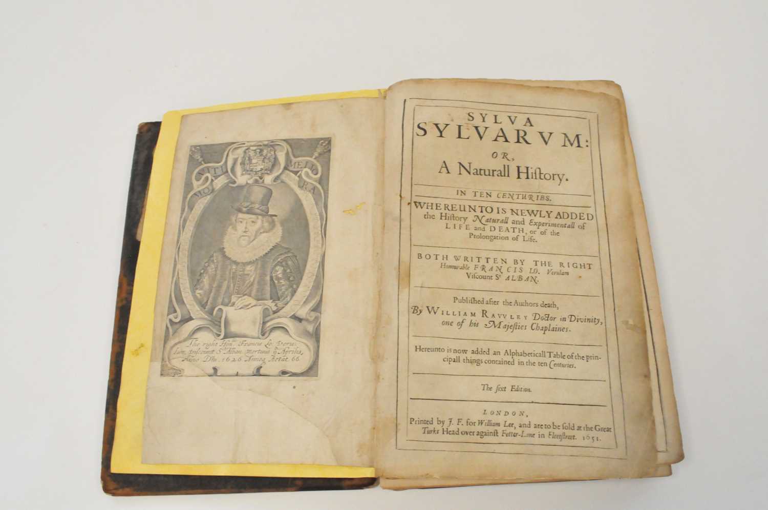 BACON, Francis, Sylva Sylvarum, or A Natural History, small folio, 6th edition 1651. Lacking