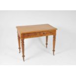 A small satinwood side table, with a bevelled canted top above two frieze drawers, raised on