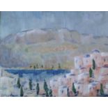 Two Greek paintings of Naoussa Harbour, Paros and a Greek Village