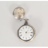 A silver pair cased open face pocket watch