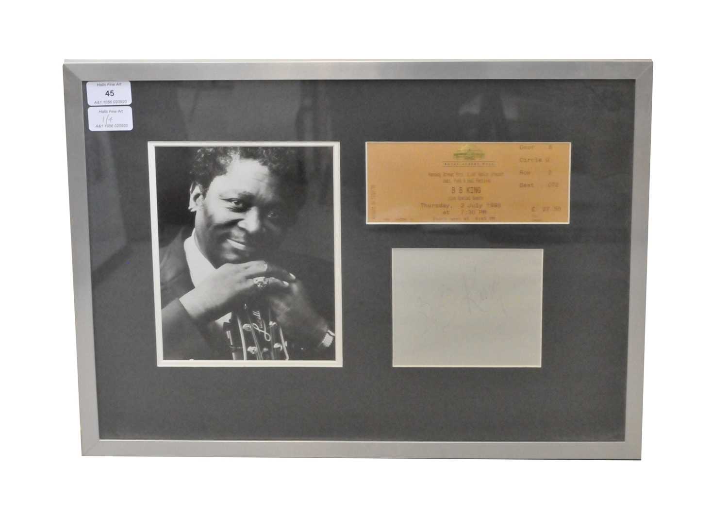 BB KING (1925-2015), blues musician. Photograph, ticket and signature, framed and glazed. With - Image 2 of 3