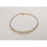 A 9ct yellow and white gold wirework necklace/choker