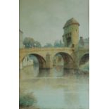H English (British 1890-1953), Watercolour of Monmouth Bridge