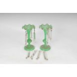 Pair of early 20th century green glass lustres