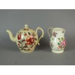 Staffordshire creamware teapot and baluster jug