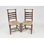 A near pair of 19th century ash, Cheshire, Lancashire ladder back chairs (2)