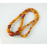 An amber bead necklace