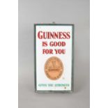 An original 20th century glazed enamel pub sign advertising Guinness