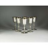 A set of six silver goblets