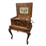 A walnut cased 'Harmonia' symphonium on associated stand