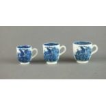 Three Caughley 'Pleasure Boat' toy coffee cups