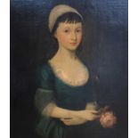 British school, 18th century, portrait of a young girl, oil on canvas