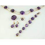 A late 19th century suite of amethyst jewellery