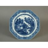 Caughley octagonal plate, circa 1785